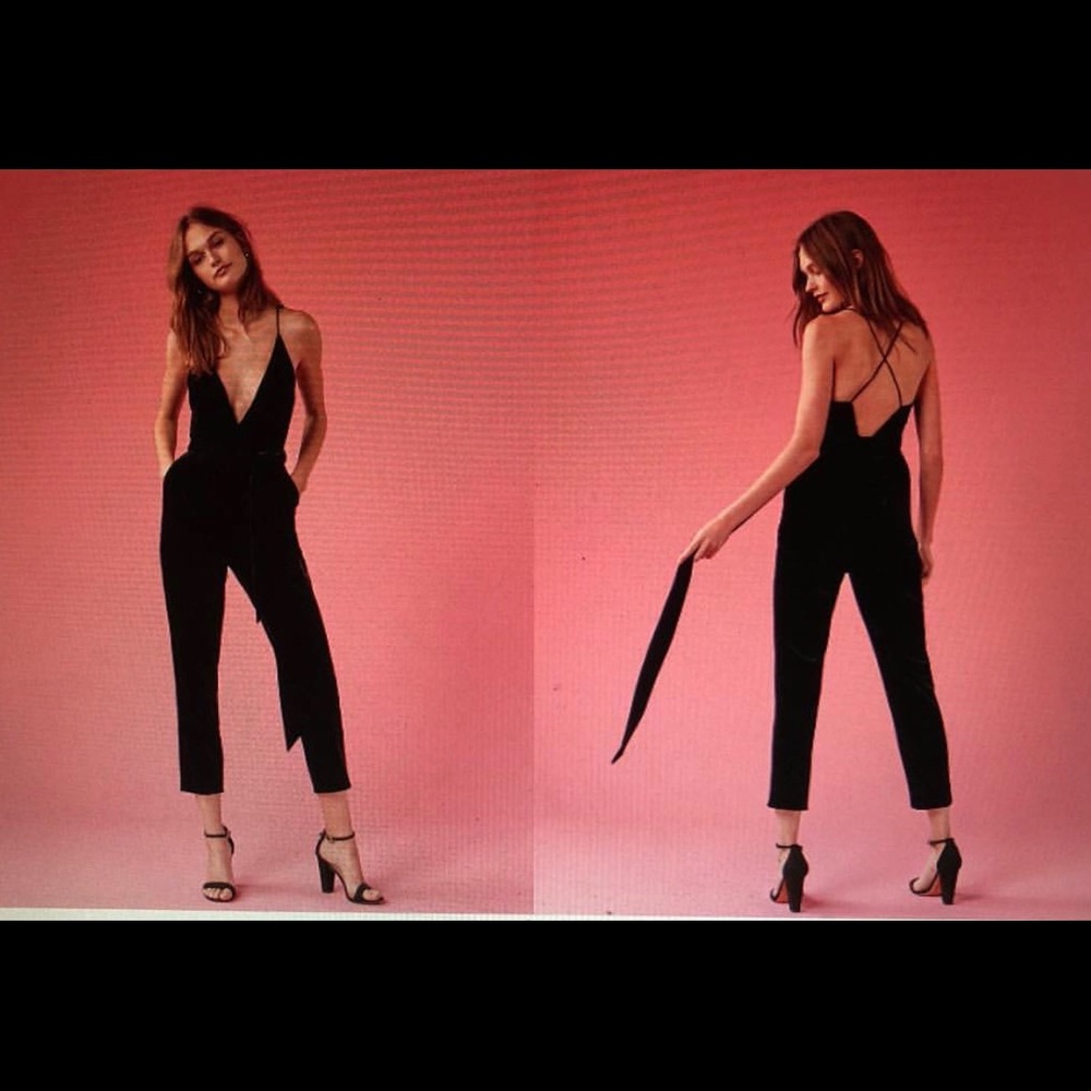 Black velvet jumpsuit